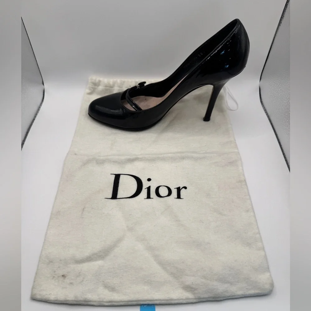 Dior Women’s Retro Escar 9cm Patent Leather Pumps, Black, SIZE: 38.5 - Picture 15 of 16